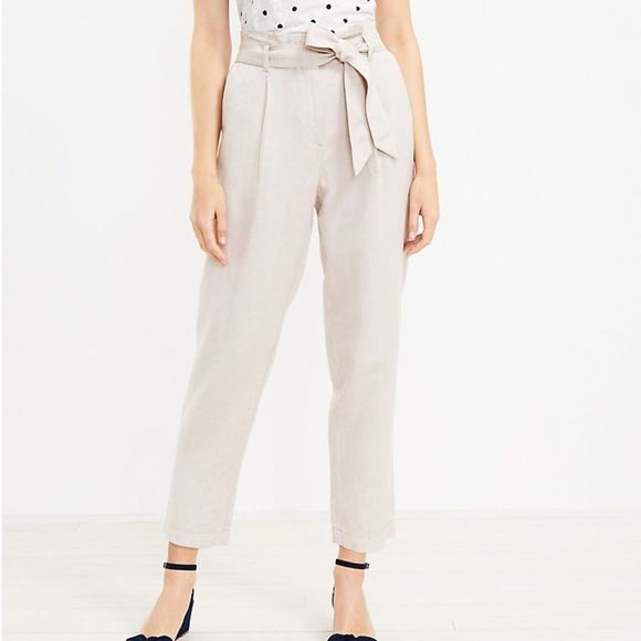 LOFT Pants - Loft linen blend high waisted straight pants